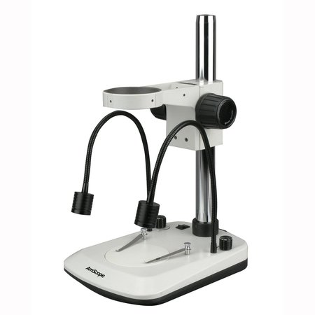 AMSCOPE Stereo Microscope Table Stand With Built In Dual Gooseneck Illuminator & Focusing Rack TS-2G-FR-V331